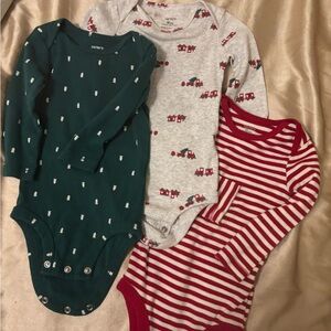 Carter's Holiday Bodysuit Set - Green, Gray, and Red